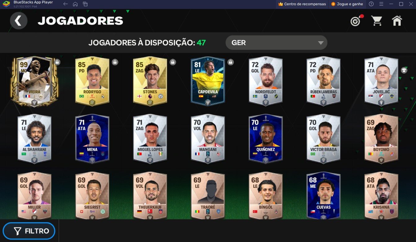 Como aumentar a classificação do jogador no FC Mobile no PC com o BlueStacks