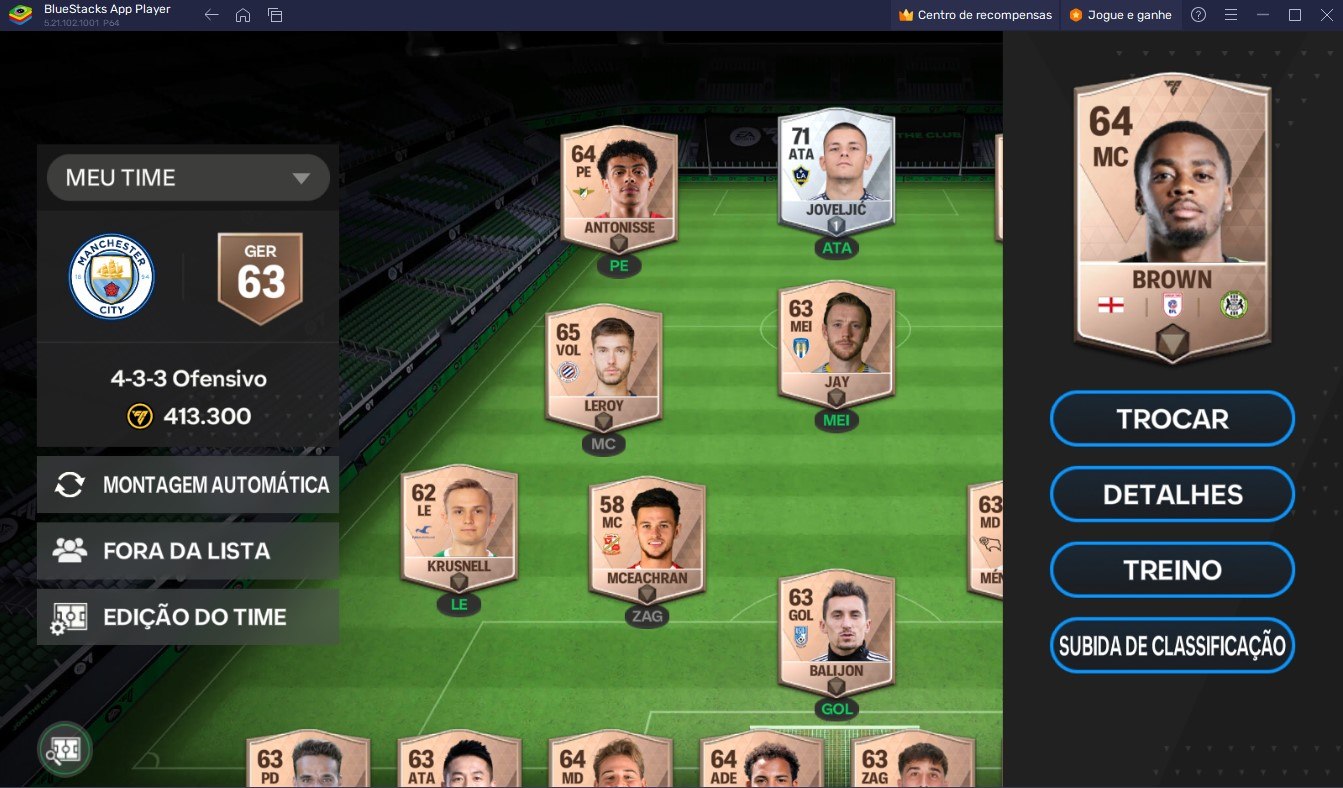 Como aumentar a classificação do jogador no FC Mobile no PC com o BlueStacks