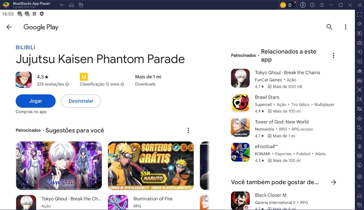 Como jogar Jujutsu Kaisen Phantom Parade no PC via BlueStacks