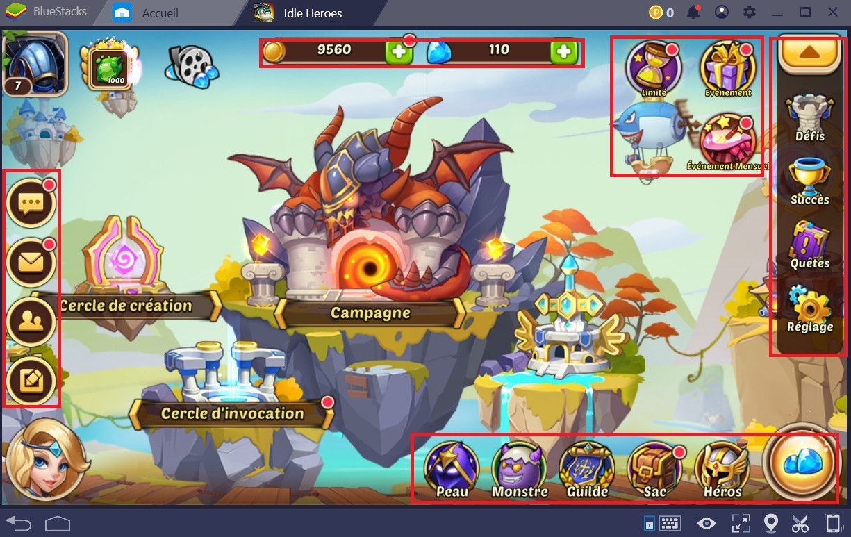 Idle Heroes : La prise en main de l’interface et votre premier combat