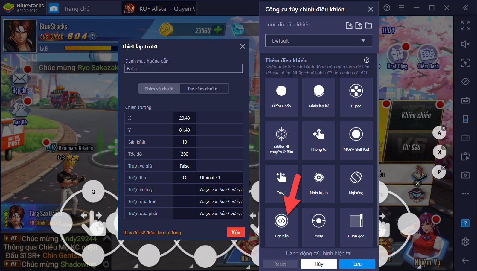 Hướng dẫn Chơi KOF AllStar - Quyền Vương Chiến trên PC với tính năng Game Controls
