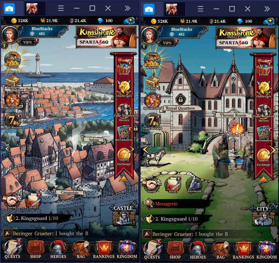 Hướng dẫn cơ bản chơi King's Throne: Game of Lust trên BlueStacks