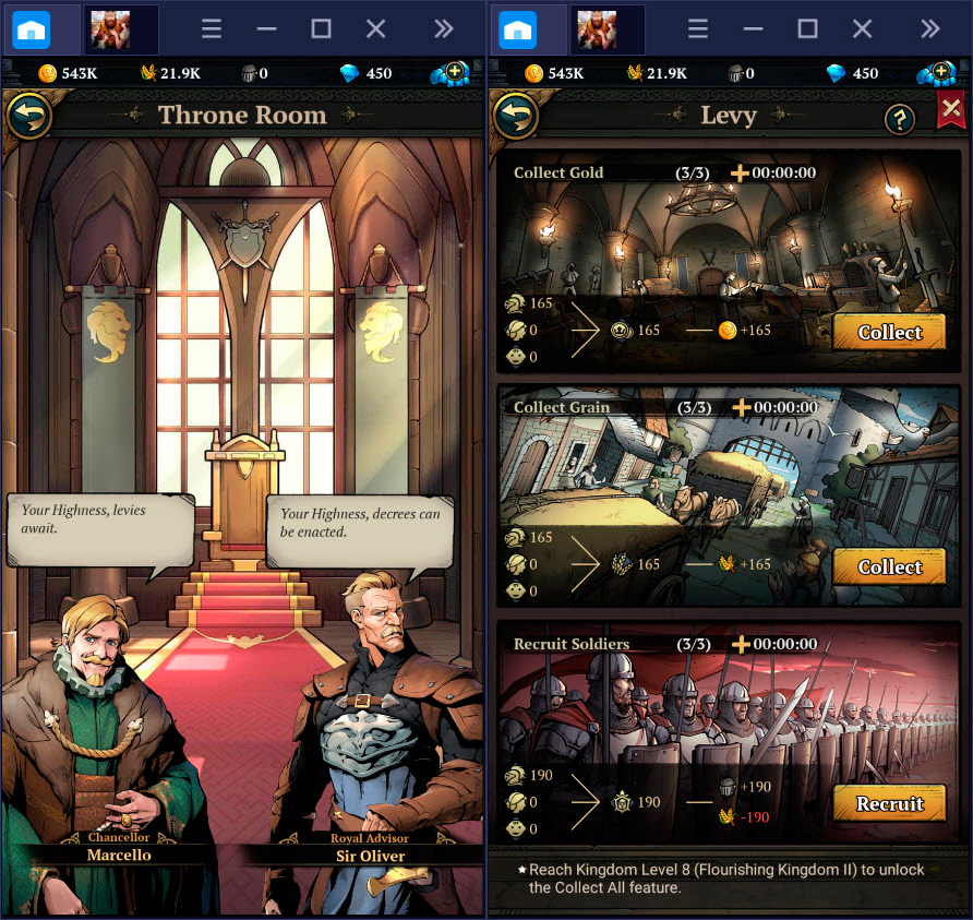 King's Throne: Game of Lust - Hướng dẫn nâng cấp, tiến hóa tướng và chiêu mộ quân