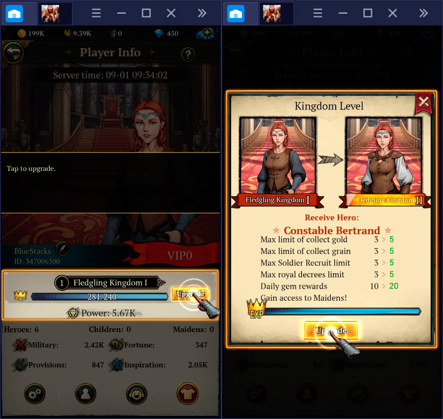 King's Throne: Game of Lust - Hướng dẫn nâng cấp, tiến hóa tướng và chiêu mộ quân