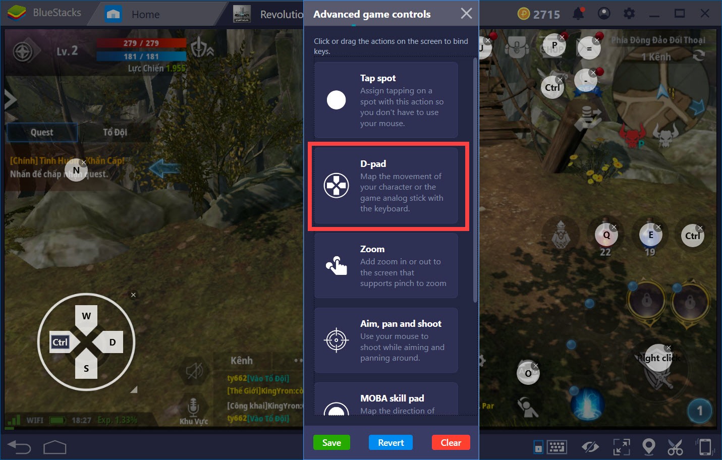 Hướng dẫn thiết lập Game controls khi chơi Lineage 2 Revolution với BlueStacks 4