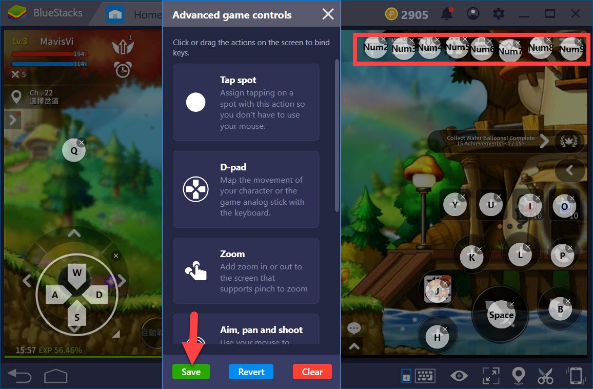在BlueStacks 4進行《楓之谷M》「遊戲控制」設置