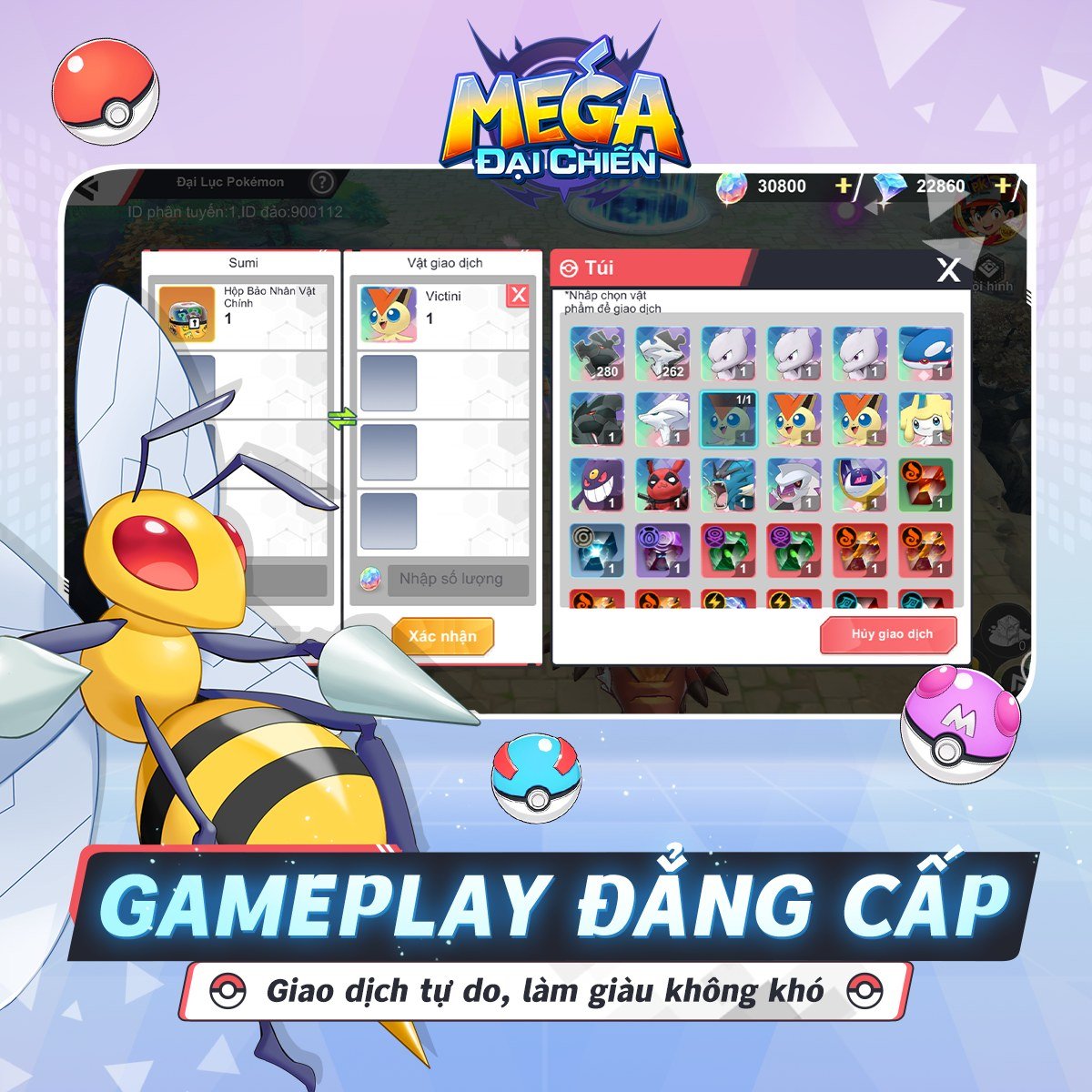 Mega Đại Chiến: Game Pokémon 3D mới với tính năng giao dịch tự do