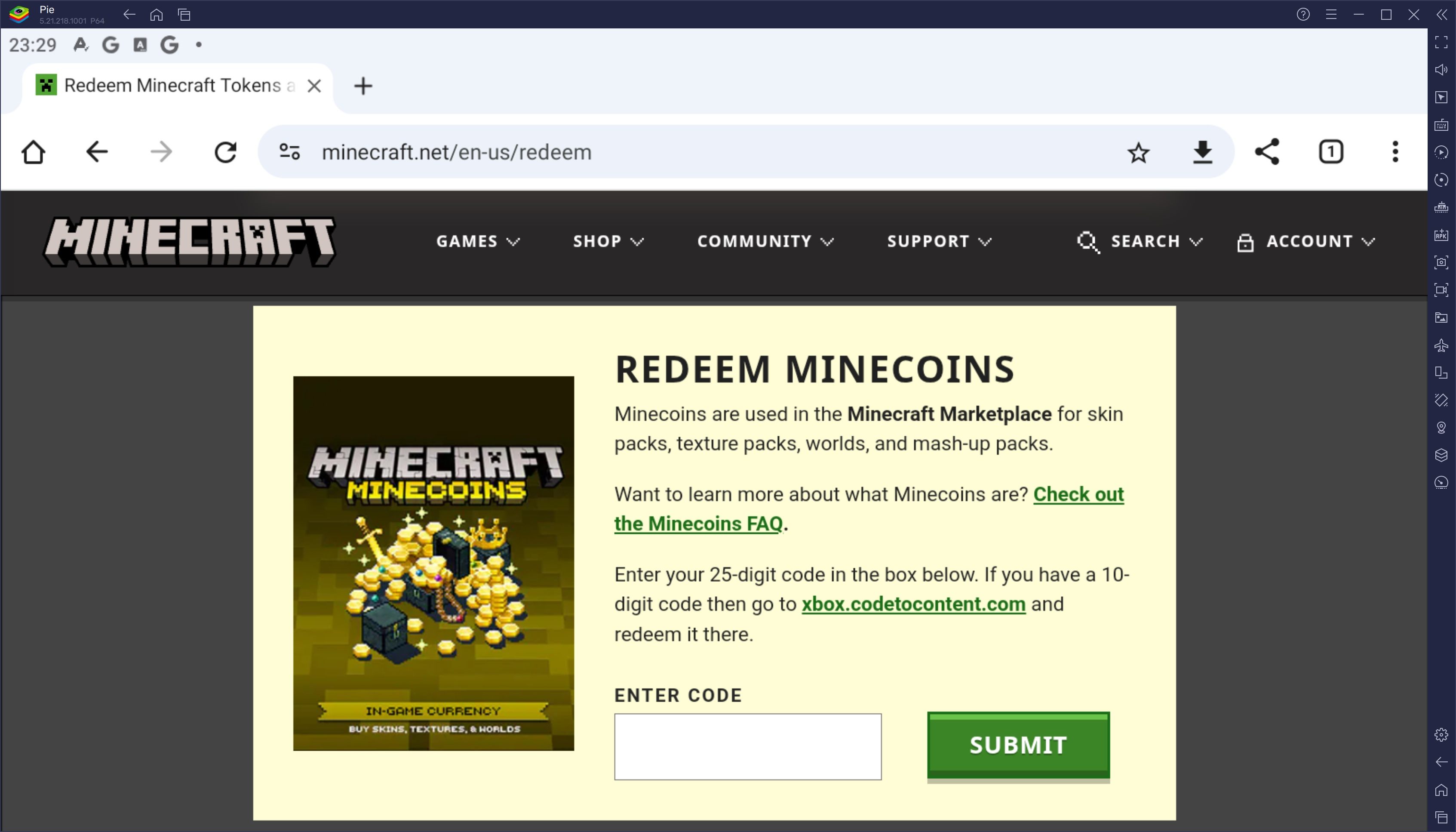 Hướng dẫn nhập giftcode nhận quà khi chơi Minecraft trên PC với BlueStacks