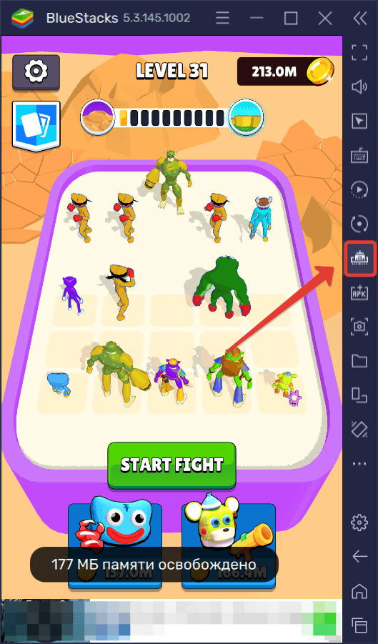 Инструменты BlueStacks для игры в Merge Monster: Frog Evolution на ПК