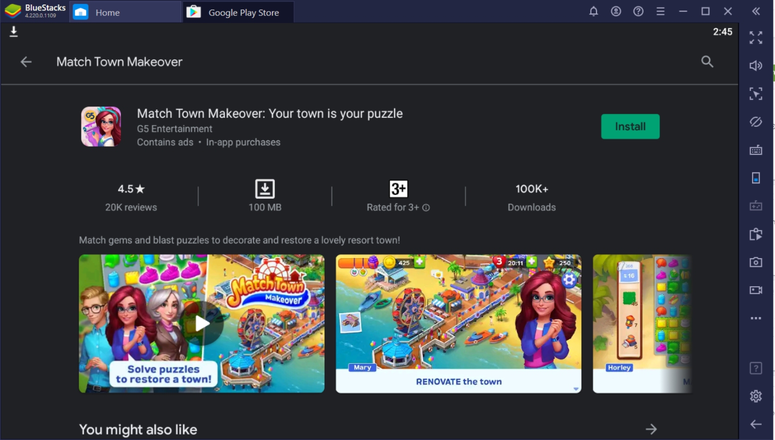 Play Match Town Makeover on PC with BlueStacks