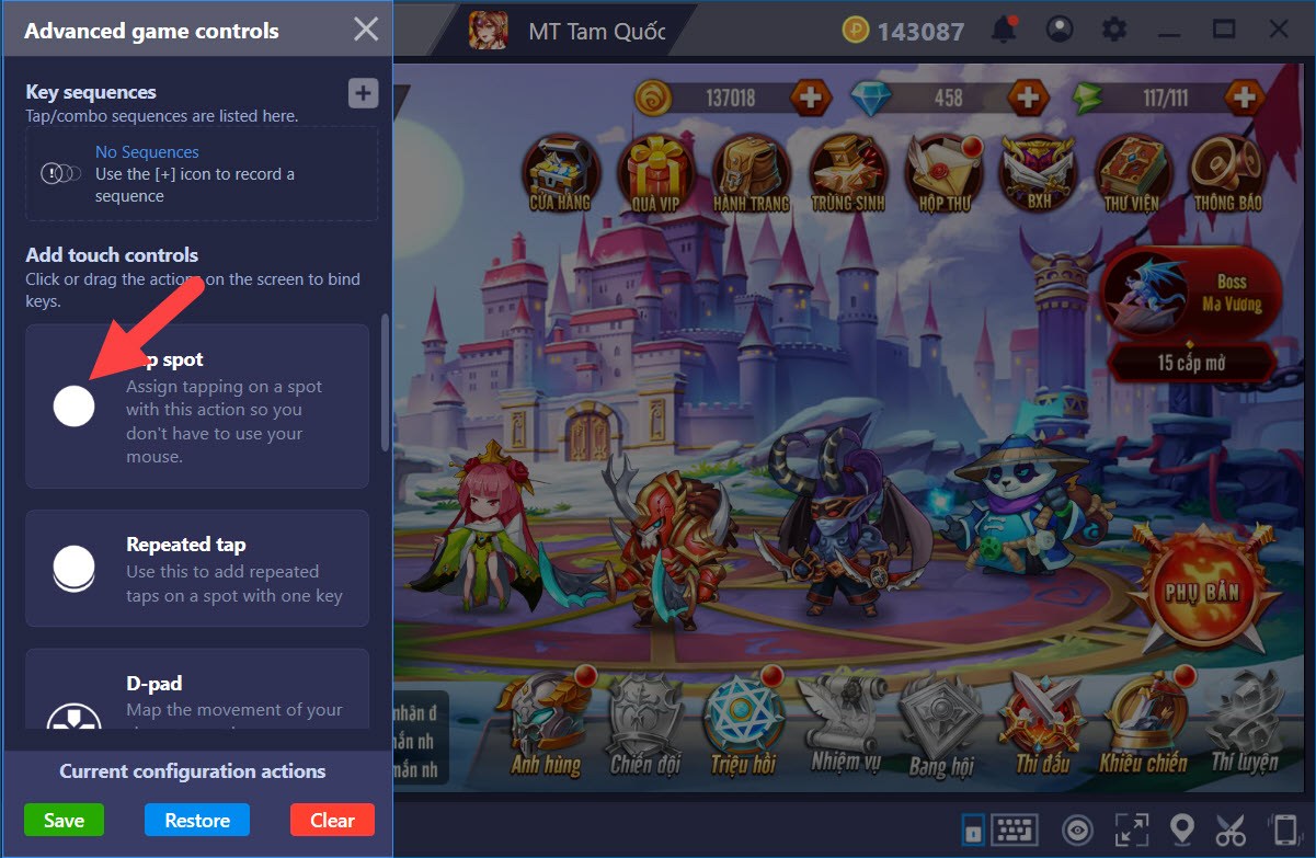 Thiết lập Game Controls trong MT Tam Quốc khi chơi bằng BlueStacks