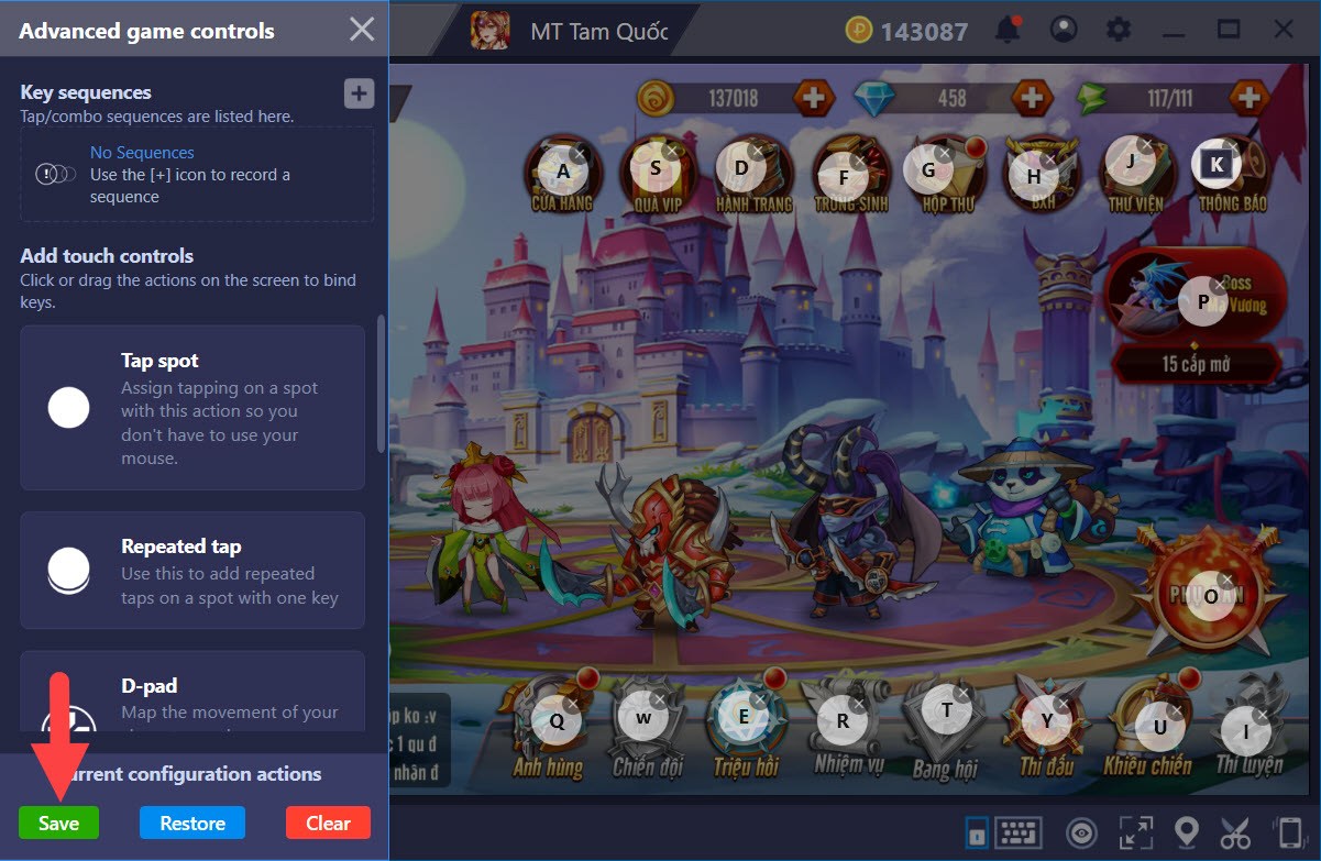 Thiết lập Game Controls trong MT Tam Quốc khi chơi bằng BlueStacks