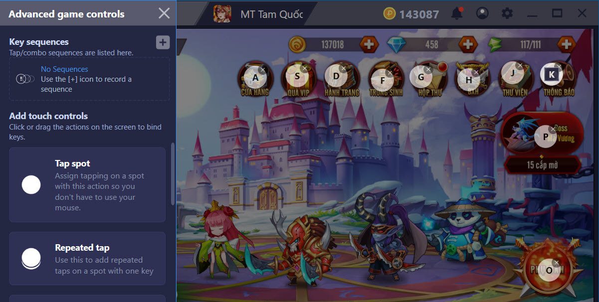 Thiết lập Game Controls trong MT Tam Quốc khi chơi bằng BlueStacks