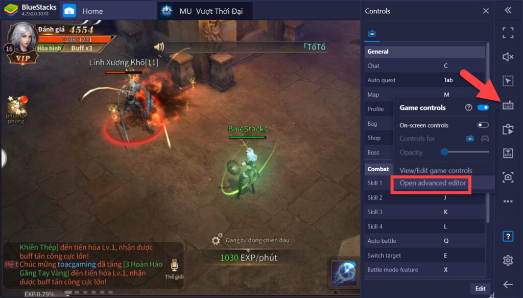 Hướng dẫn gán phím với Keymapping, chơi MU: Vượt Thời Đại như game PC
