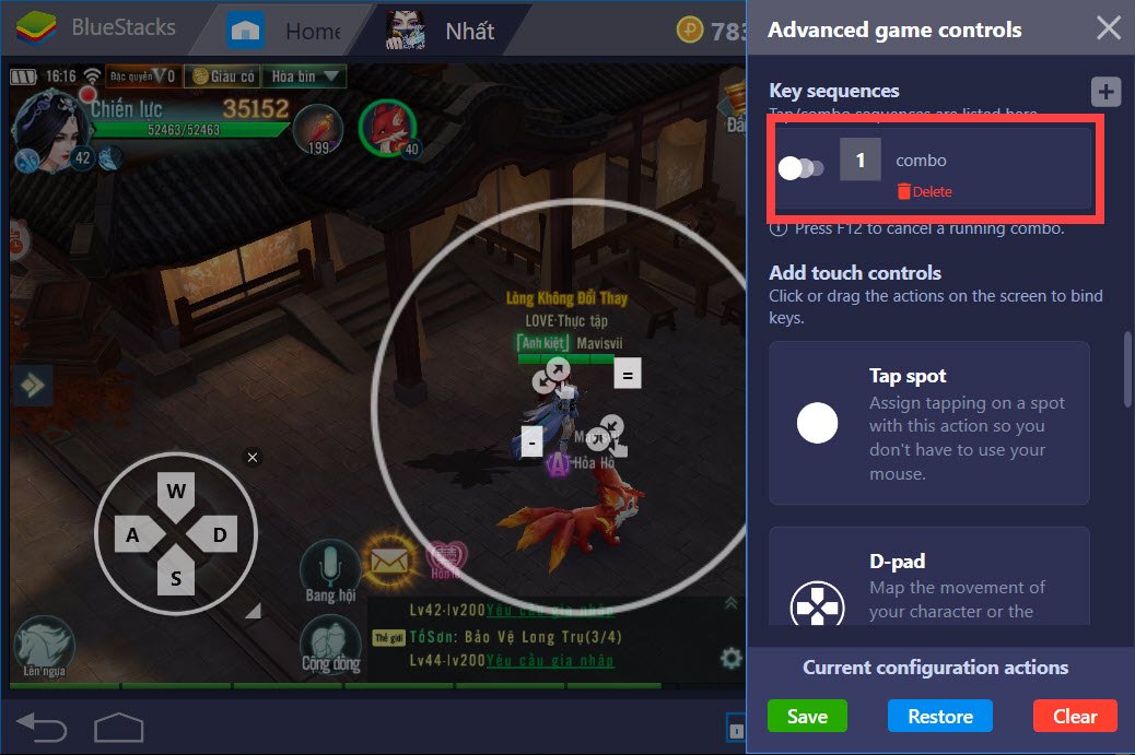 Hướng dẫn dùng Combo Keys chơi Nhất Kiếm Giang Hồ với BlueStacks