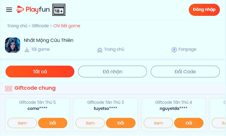 Tổng hợp giftcode Nhất Mộng Cửu Thiên và cách nạp khi chơi trên PC