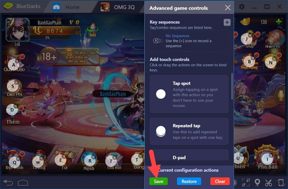 Thiết lập Game Controls khi chơi OMG 3Q với BlueStacks