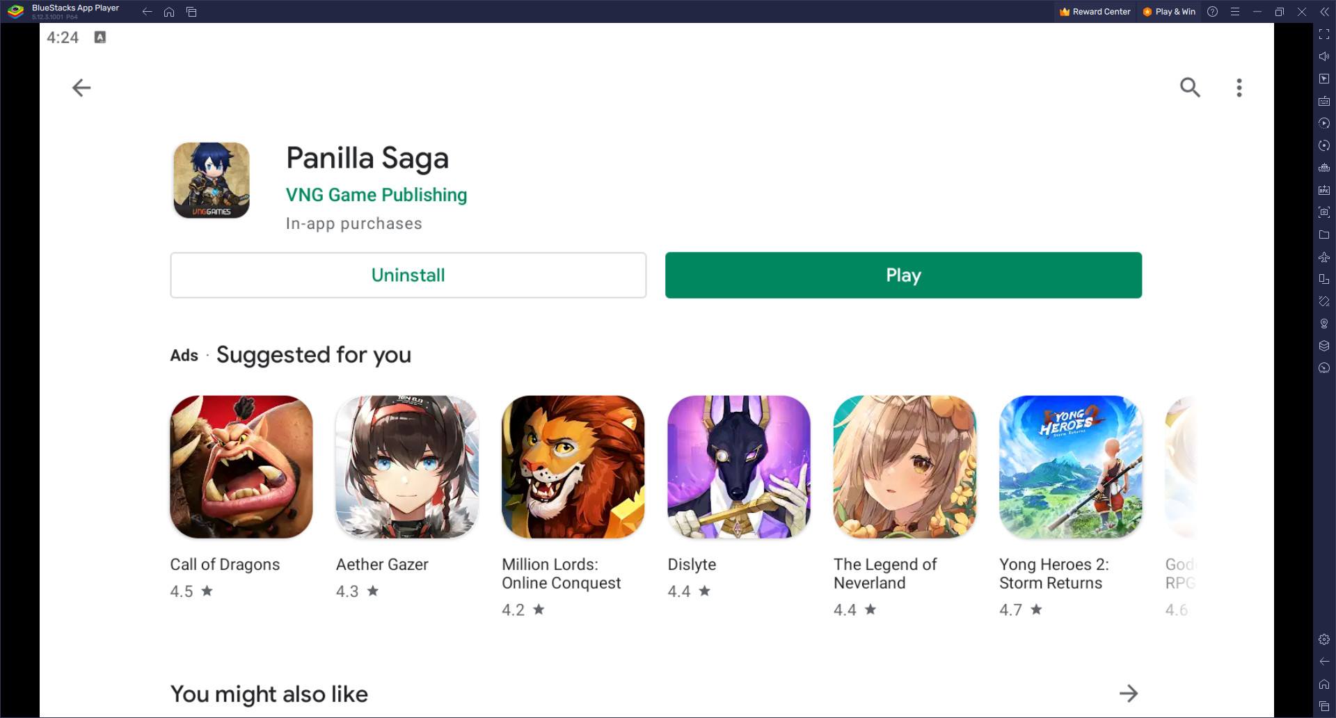 วิธีติดตั้งและเล่น Panilla Saga บน PC และ Mac ผ่าน BlueStacks