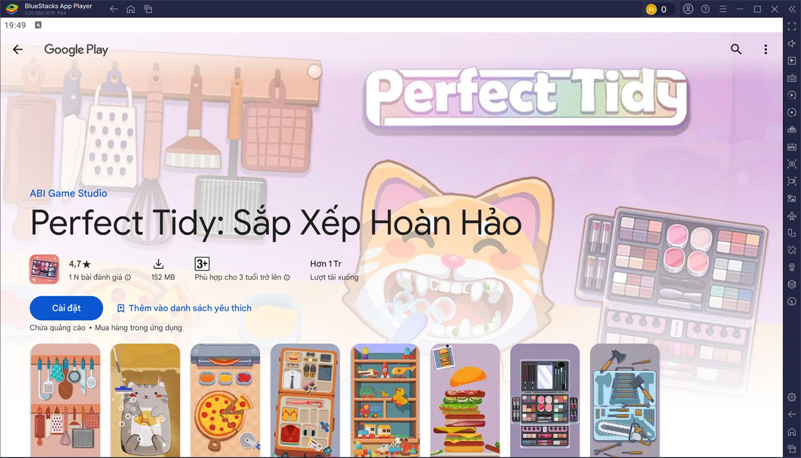 Cùng dọn dẹp sắp xếp ngăn nắp khi chơi Perfect Tidy: Sắp Xếp Hoàn Hảo trên PC với BlueStacks