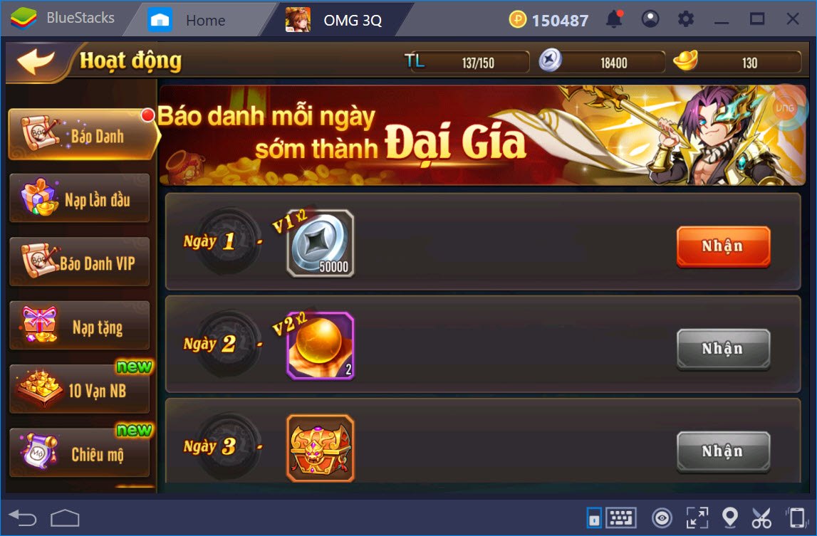 Trải nghiệm OMG 3Q trên PC với BlueStacks