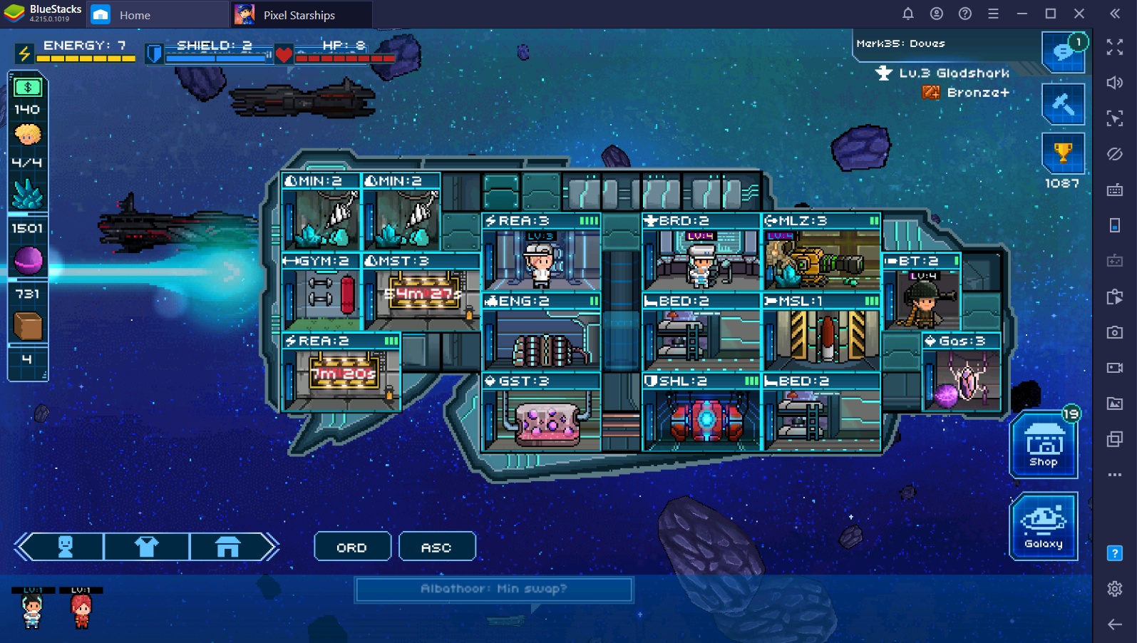Intergalactic Review on Pixel Starships Galaxy with BlueStacks on PC