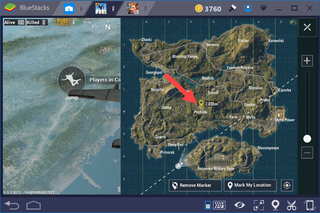 PUBG Mobile: Cách chọn vị trí nhảy, địa điểm di chuyển khi chơi bằng BlueStacks