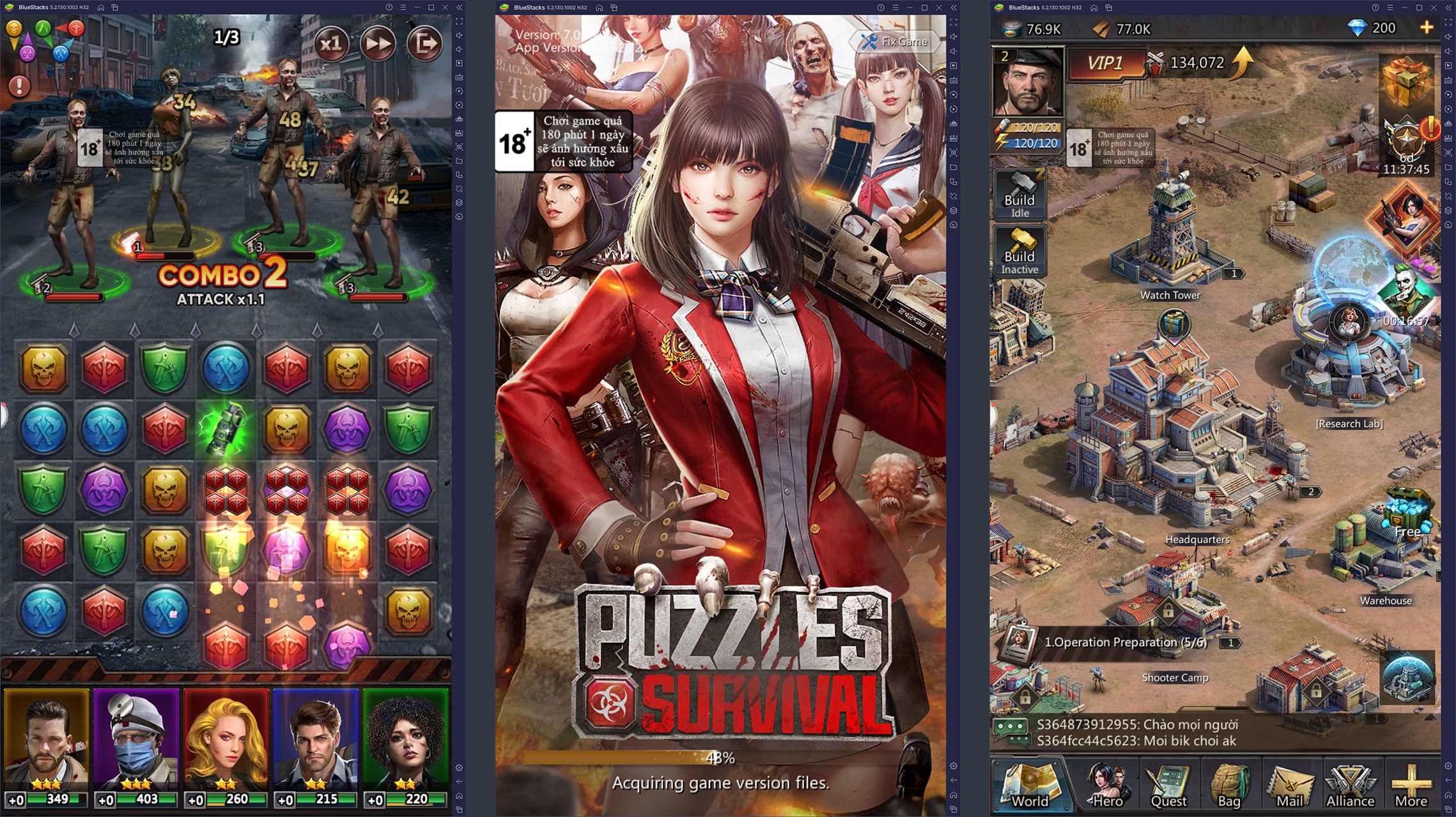 Puzzles & Survival: Xếp ngọc diệt zombie trên PC cùng BlueStacks