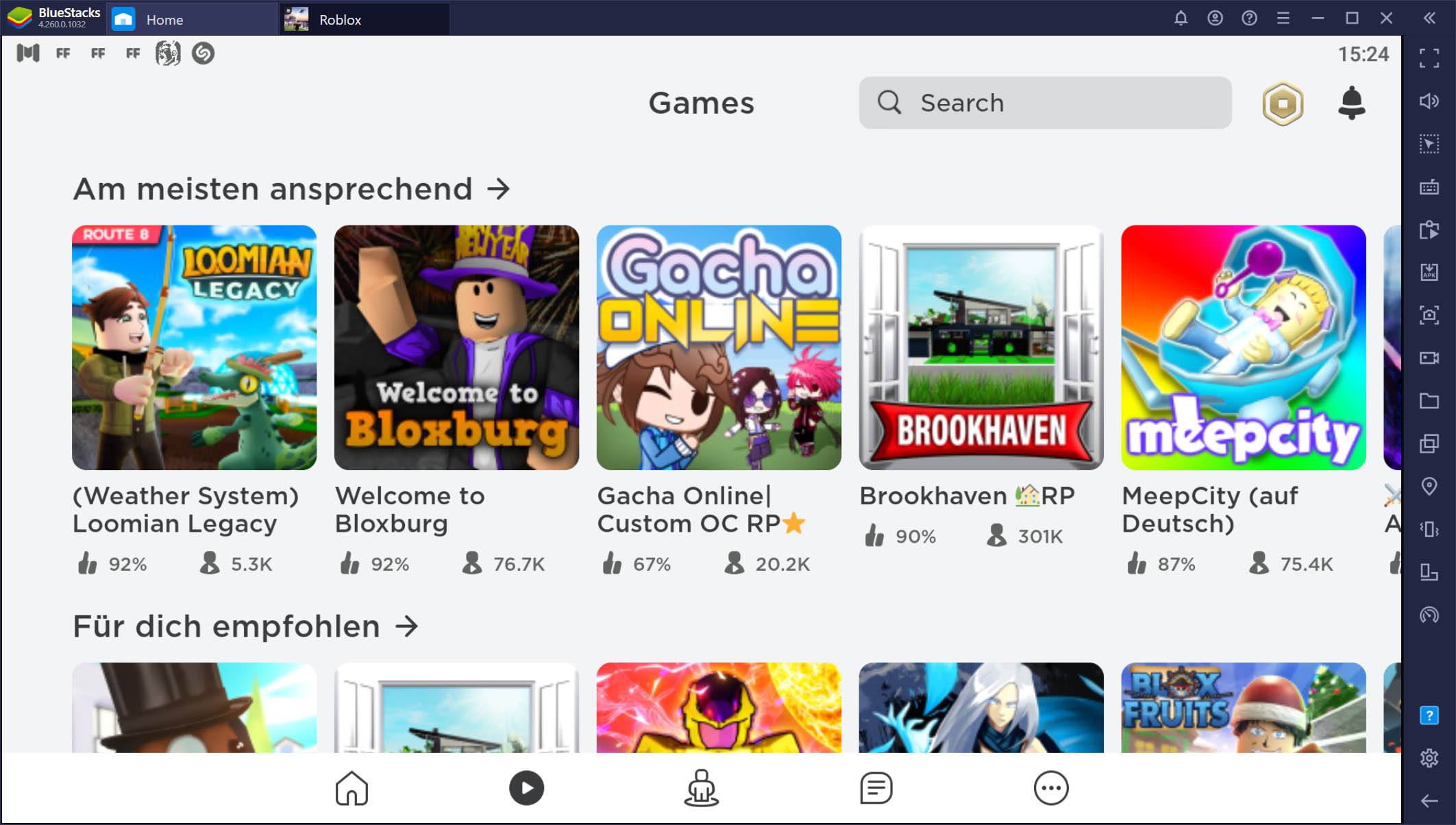 Roblox auf dem PC – Verwende die BlueStacks-Werkzeuge und in deinen Roblox-Spielen