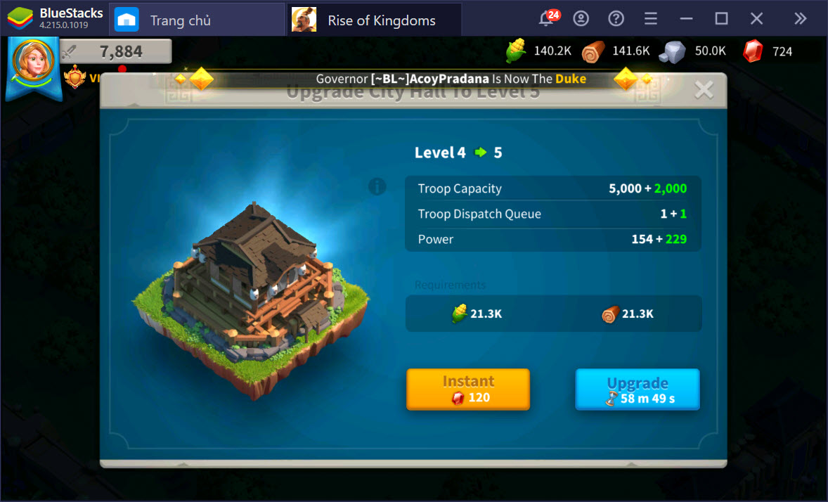 Rise of Kingdoms: Cách nâng cấp nhà chính đạt cấp 17 nhanh nhất