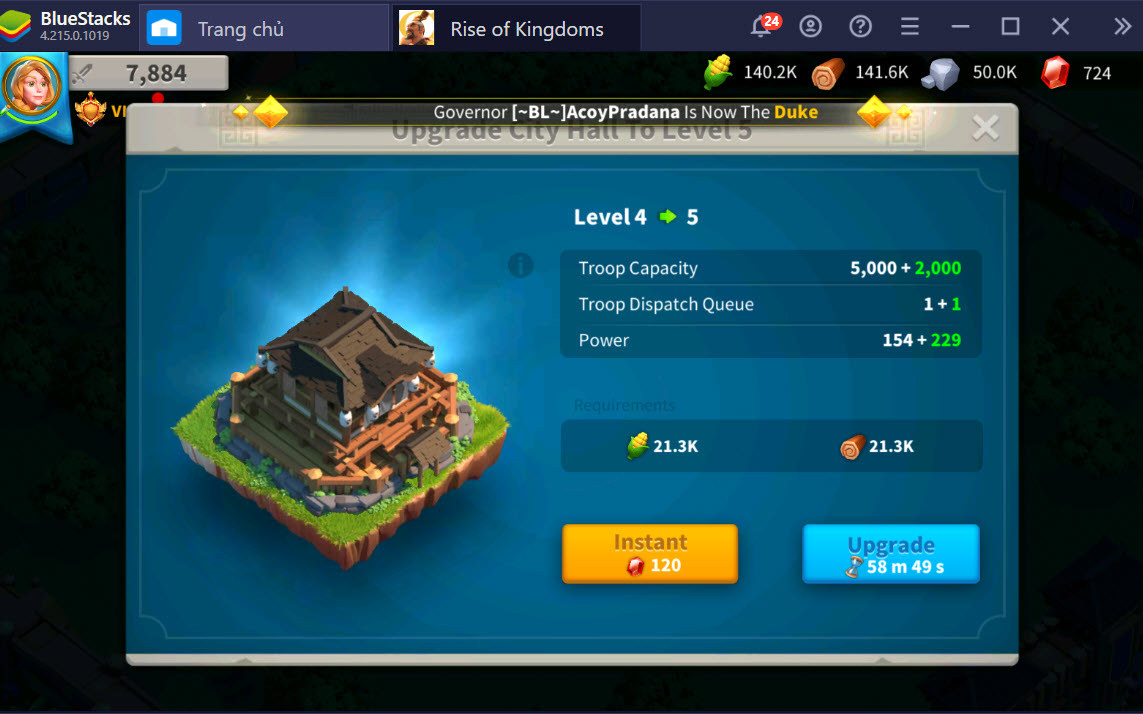 Rise of Kingdoms: Cách nâng cấp nhà chính đạt cấp 17 nhanh nhất