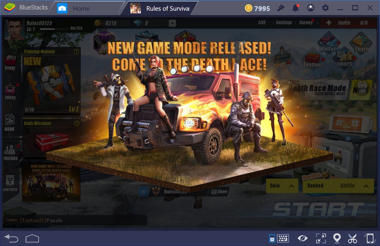 Cách chọn xe chế độ Death Race Mode trong Rules of Survival