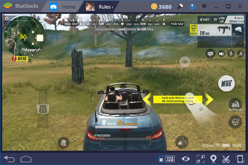 Cách lái xe trong Rules of Survival khi chơi trên BlueStacks