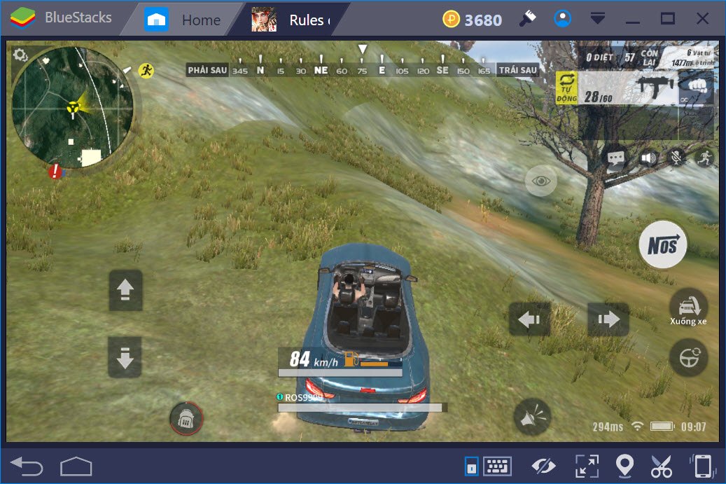 Cách lái xe trong Rules of Survival khi chơi trên BlueStacks