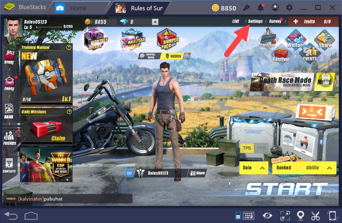 Hướng dẫn liên kết tài khoản Facebook, chuyển đổi tài khoản Rules of Survival trên BlueStacks