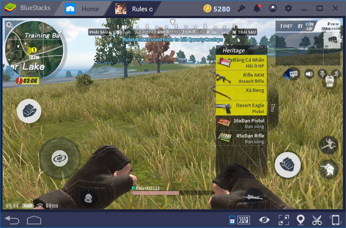 Cách chơi Rules of Survival chế độ FPS với BlueStacks trên PC