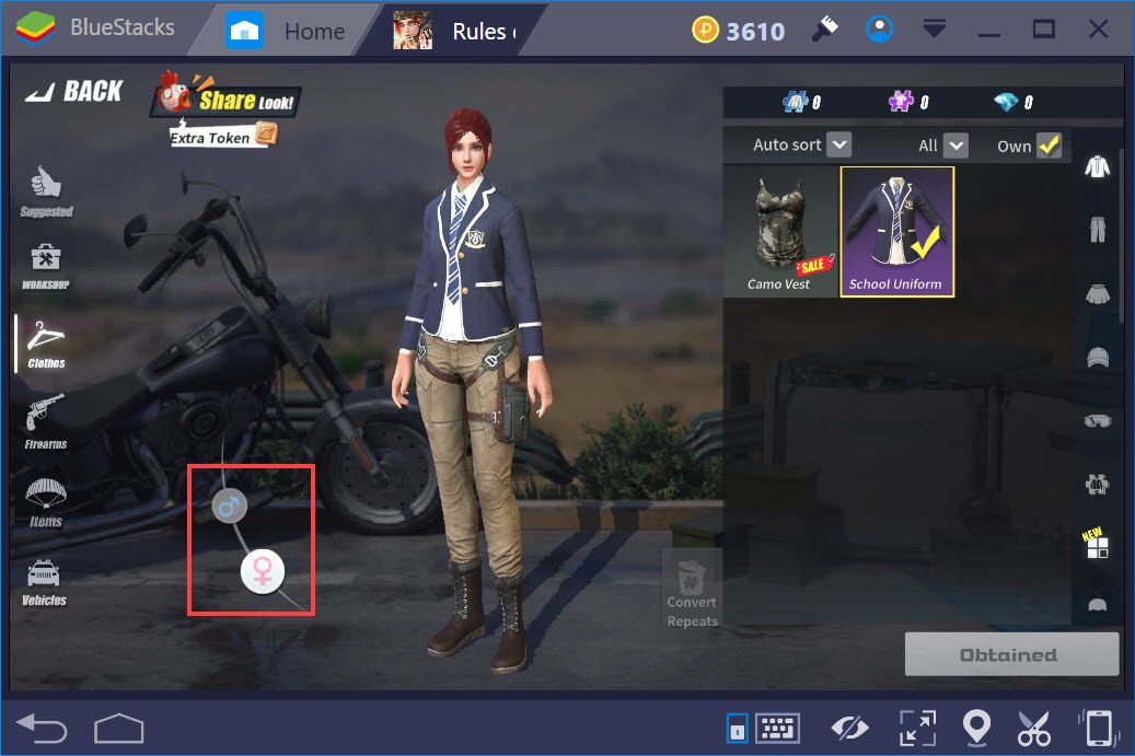 Cách trang bị đồ, lắp đồ, bán đồ trong Rules of Survival