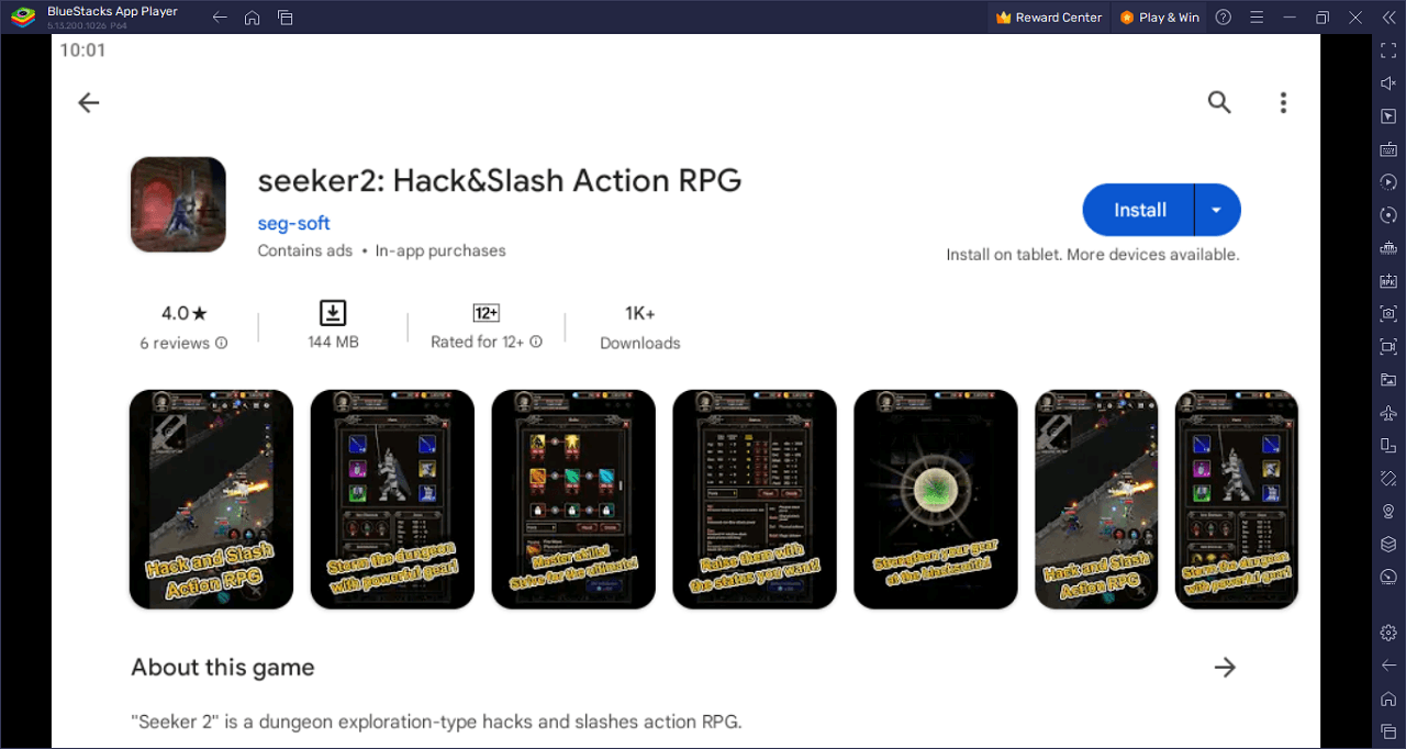 How to Play seeker2: Hack&Slash Action RPG on PC With BlueStacks
