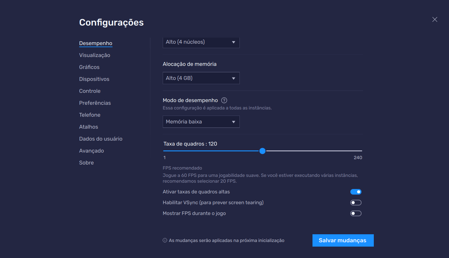 Requisitos de Sistema do BlueStacks para jogar no Android 11 a 120 FPS