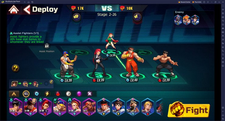การสร้างทีมใน Street Fighter: Duel และการใช้คอมโบ