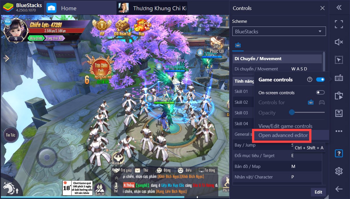 Hướng dẫn gán phím bằng công cụ Game Controls khi chơi Thương Khung Chi Kiếm