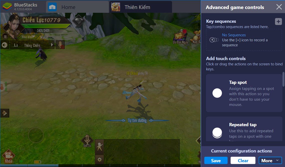 Sử dụng Game Controls khi chơi Thiên Kiếm Mobile