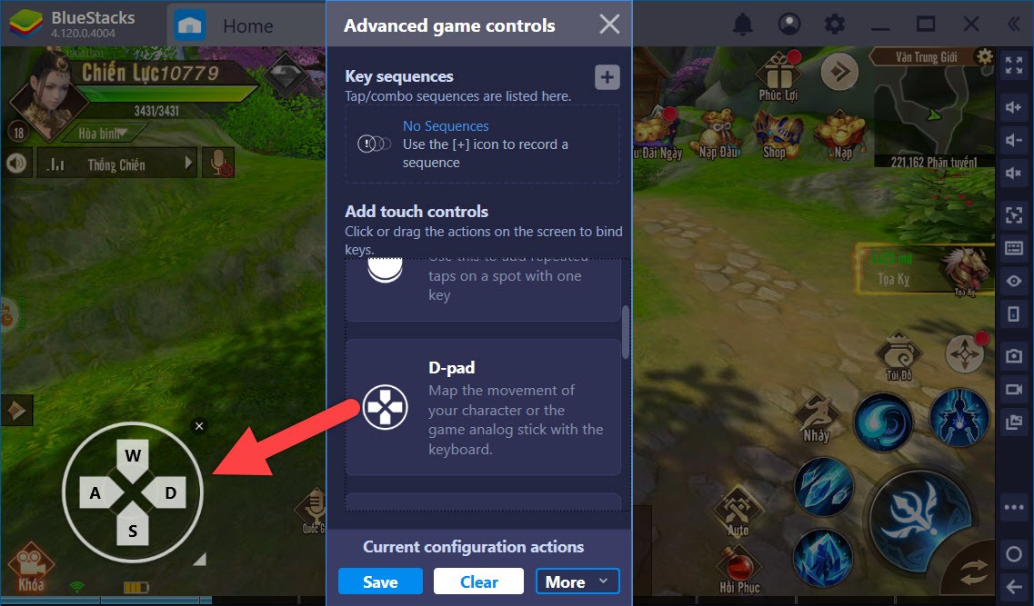 Sử dụng Game Controls khi chơi Thiên Kiếm Mobile