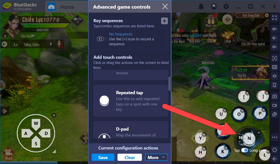 Sử dụng Game Controls khi chơi Thiên Kiếm Mobile