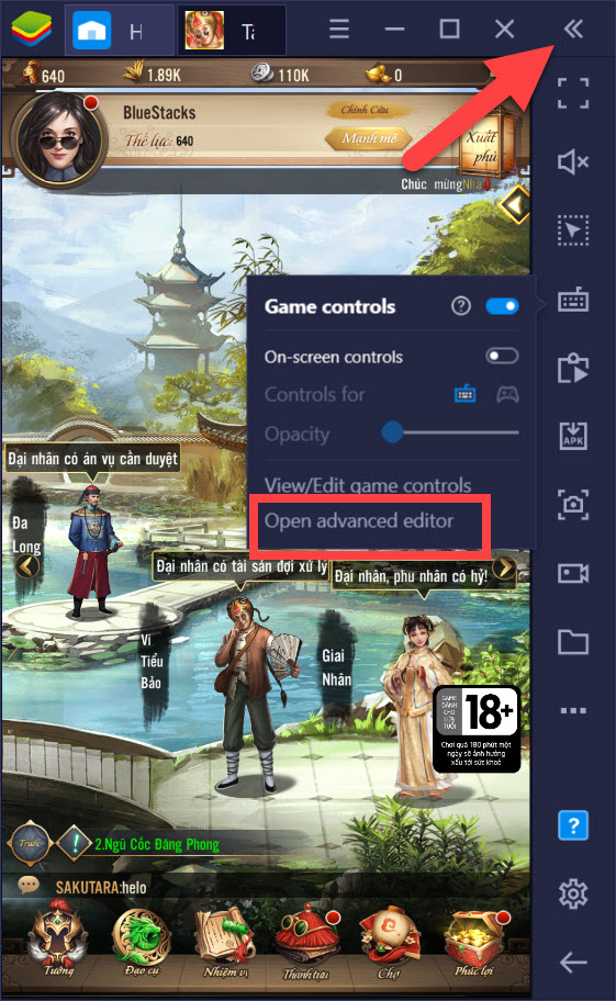 Tân Lộc Đỉnh Ký: Thiết lập Game Controls khi chơi bằng BlueStacks