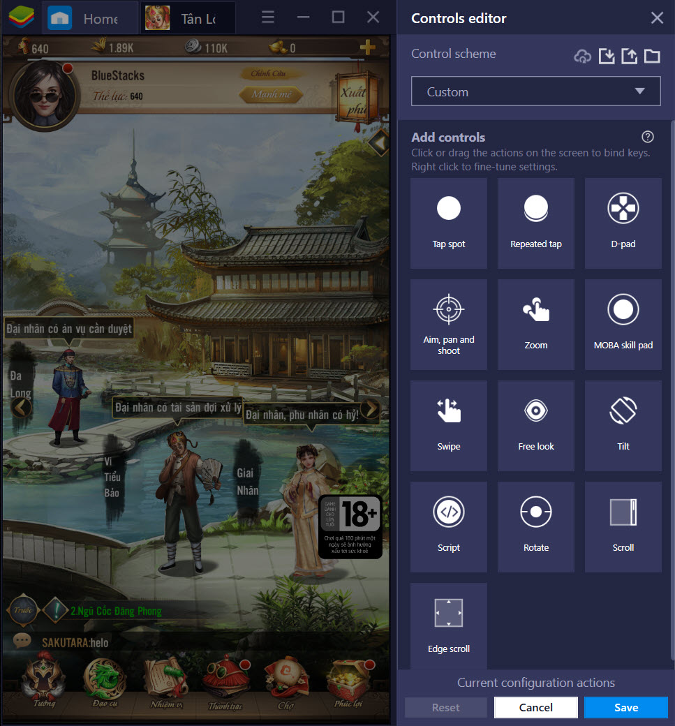 Tân Lộc Đỉnh Ký: Thiết lập Game Controls khi chơi bằng BlueStacks