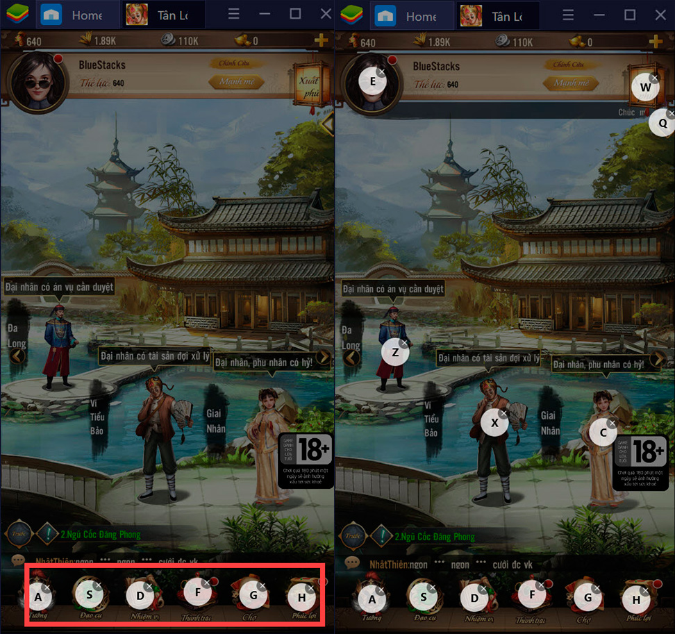 Tân Lộc Đỉnh Ký: Thiết lập Game Controls khi chơi bằng BlueStacks