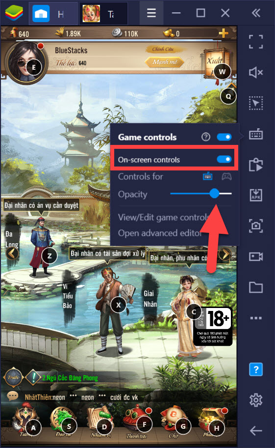Tân Lộc Đỉnh Ký: Thiết lập Game Controls khi chơi bằng BlueStacks