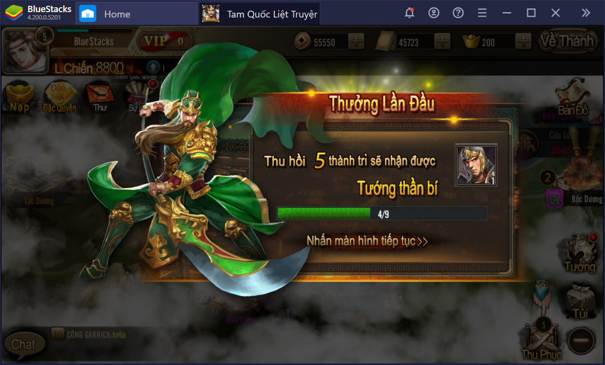 Thống nhất thiên hạ trong Tam Quốc Liệt Truyện cùng với BlueStacks