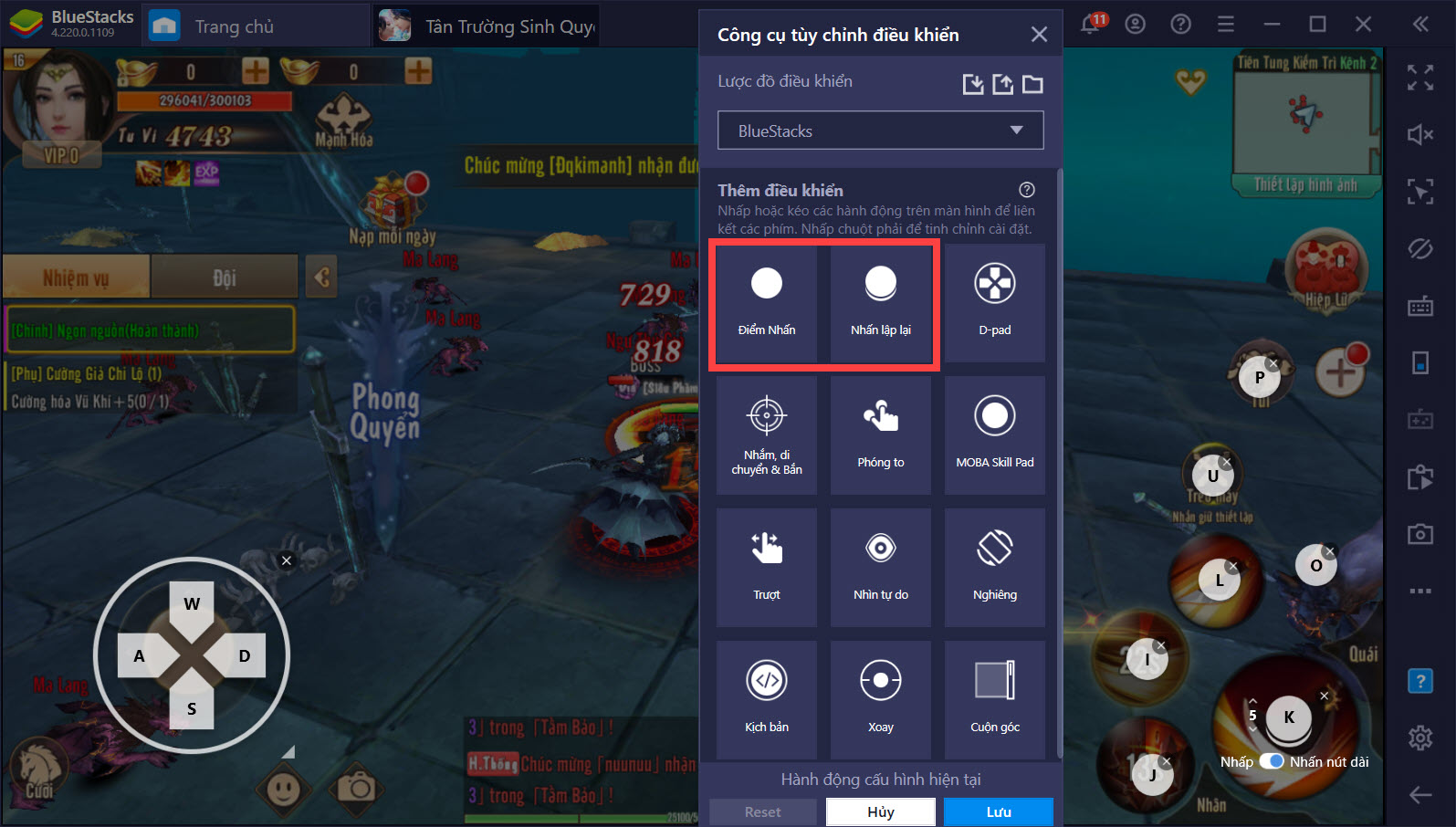 Tân Trường Sinh Quyết: Tối ưu PvP, PvE với Game Controls