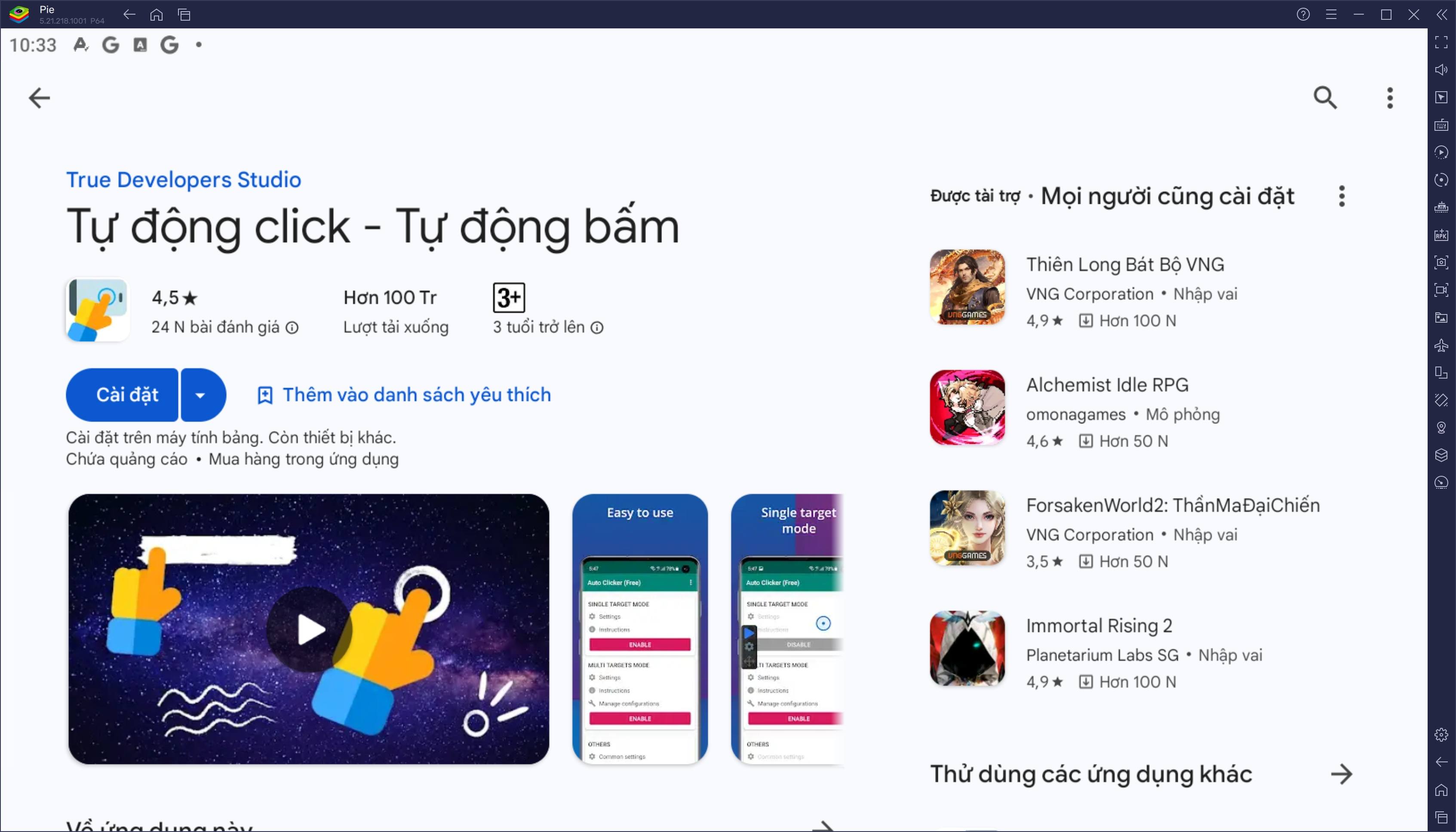 Nhãn rỗi hơn khi sử dụng Tự động click - Tự động bấm trên PC với BlueStacks